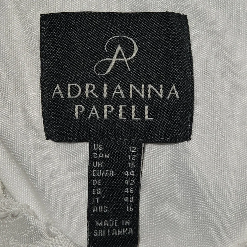 Adrianna Papell Dress Lacy Ivory Size 12 Lined Boho Embroidered Overlay Midi - Picture 2 of 16